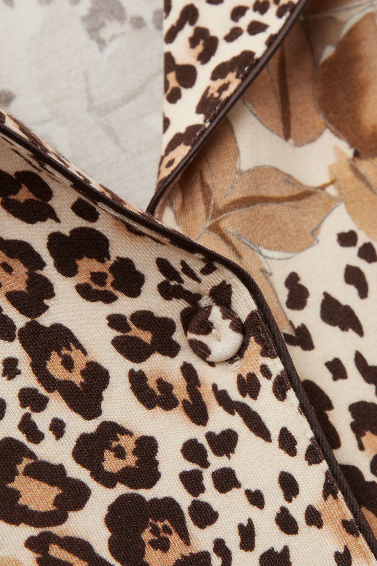 Simply Iconic Button Up Full Length Pajamas in Animal Print Modal Simply Iconic Button Up Full Length Pajamas in Animal Print Modal
