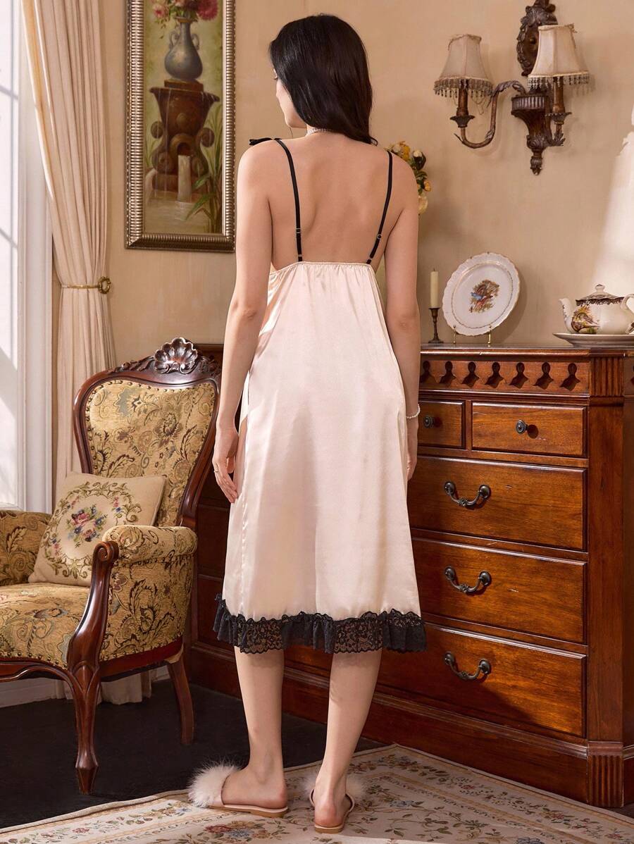 French Elegant Lace Patchwork Bow Suspender Decorative Women's Suspender Skirt