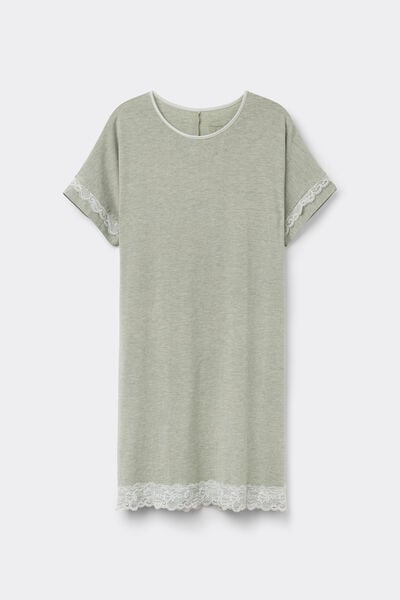 Lace Trim Short Sleeve Nightgown