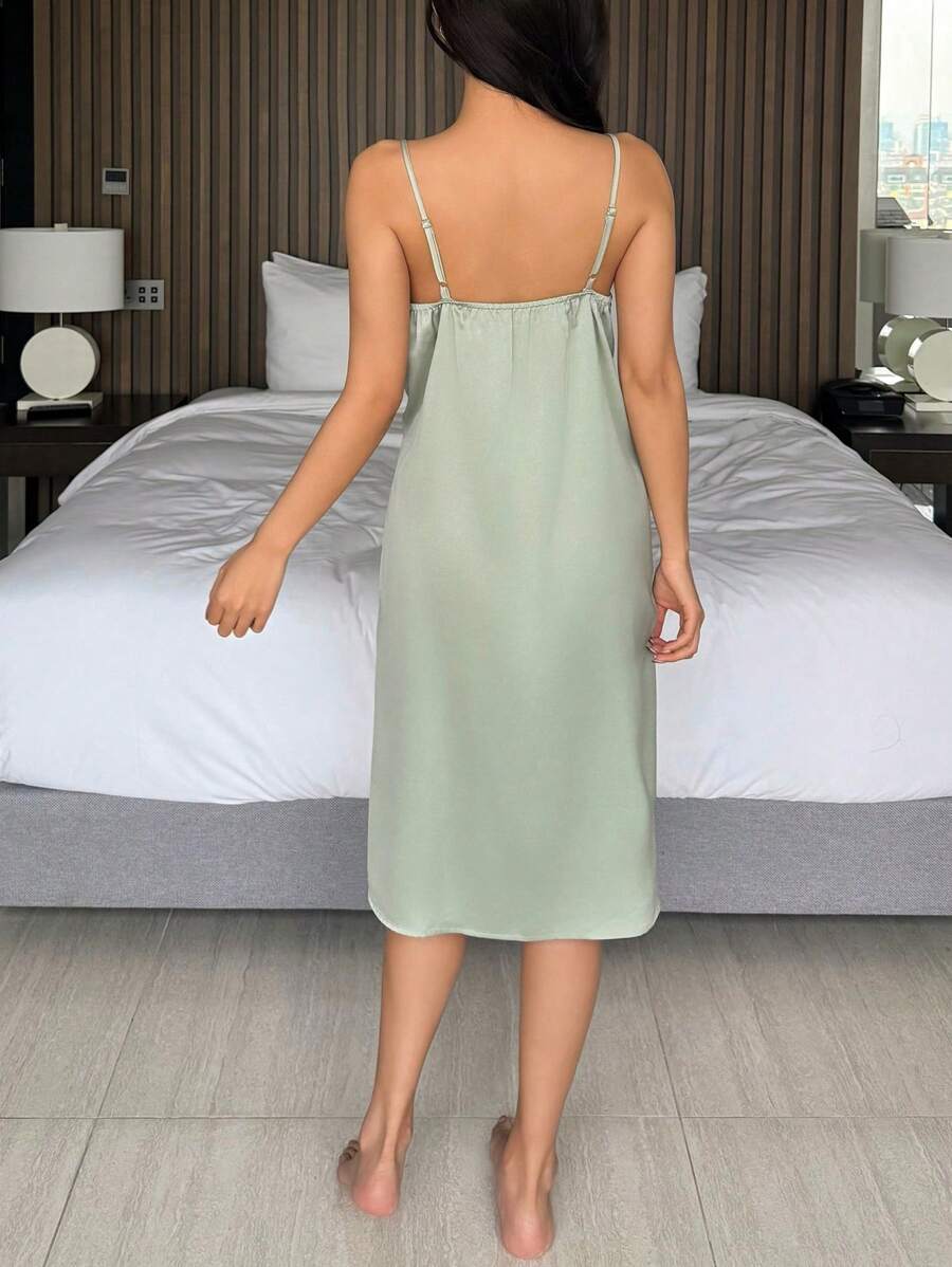 Translucent lace patchwork satin suspender pajamas, pajamas
